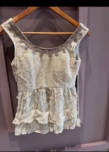 Elegant Pastel Ruffled Ethnic Gown
