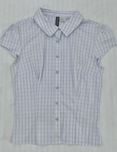 H&M blue checked fitted top ( new & not worn