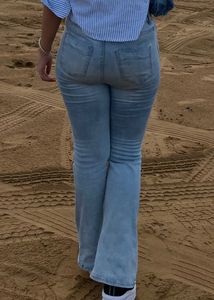 Light Wash Ripped Flare Jeans