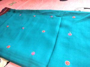 Firozi Saree With Matching Blouse