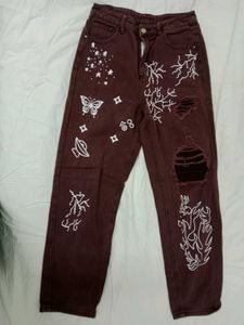 Unique Distressed Graphic Jeans