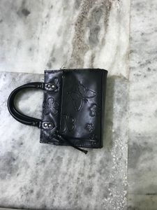 Chic Black Floral and Butterfly Embossed Handbag