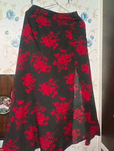 Flowy Floral Print Midi Skirt