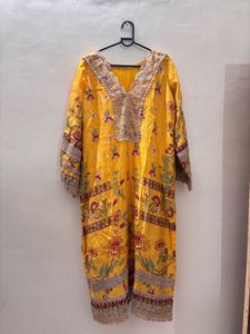 Yellow Floral Print Kurta Set