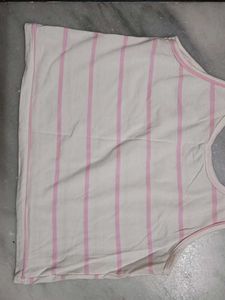 white and pink Striped Tank Top