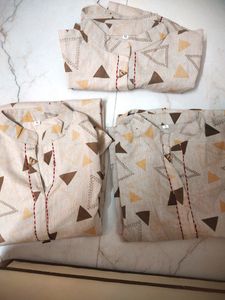 Geometric Print Beige Tunic Dress