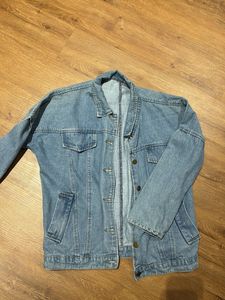 Red Off-Shoulder Top &amp; Denim Jacket