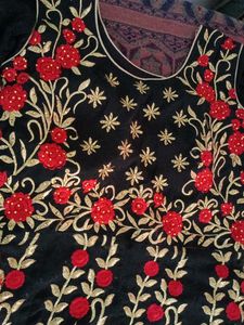 Black &amp; Red Embroidered Lehenga Choli