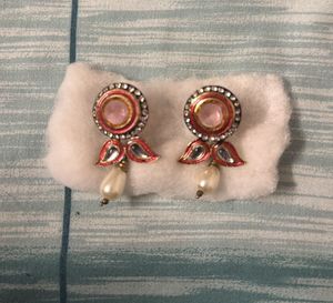 Elegant Pearl Drop Kundan Earrings