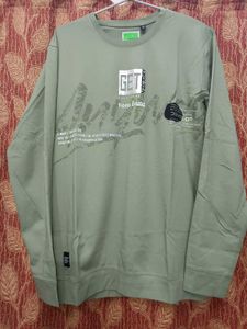 Olive Green Graphic Print Sweatshirt