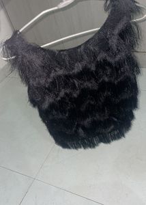 Zara Black Fringed Crop Top