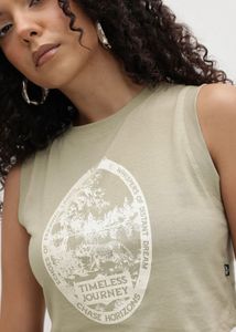Womens Cropped Sleeveless Graphic Tee