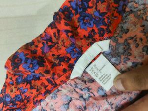 H&amp;M Red Floral Print Wrap Dress