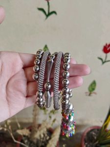 Chunky Silver Jhumka Bracelet
