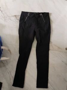 Black Skinny Fit Zip Detail Pants