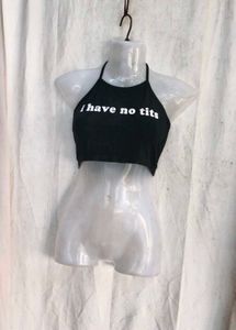 8810. Black Graphic Crop Top