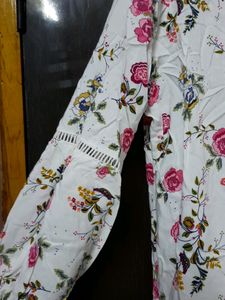 White Floral A-line Top