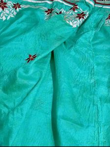 Gorgeous 👌👌Teal Saree with Floral Embroidery