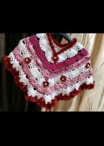 Chunky Knit Poncho with Tassel Trim