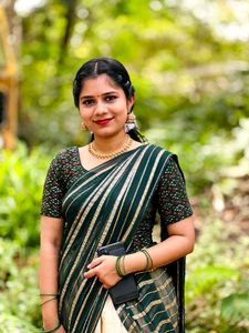 Elegant Green & Gold Half Saree
