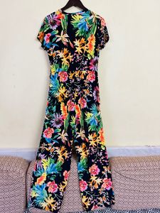 Floral Summer Wear jumpsuit With Matching Belt