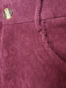 Burgundy Corduroy High-Waisted Pants