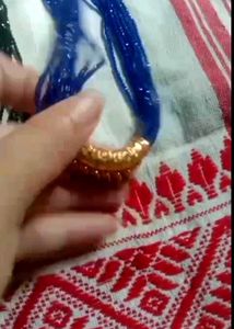 Blue Beaded Necklace with Gold Pendant