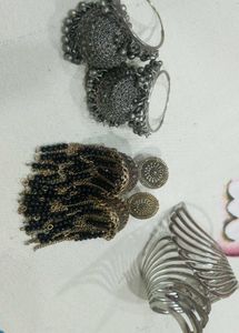 Boho Ethnic Jhumka Earrings & Bracelet Set