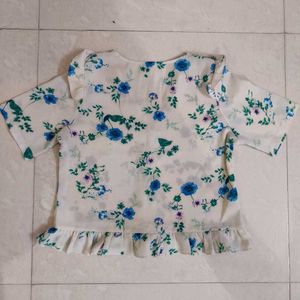 Floral Print Ruffle Hem Top