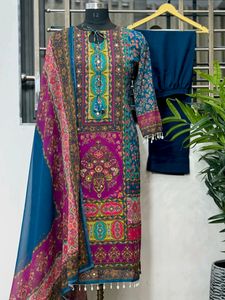 REAL MIRROR &amp; DIAMOND HANDWORK KURTI SET