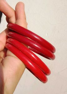 Vibrant Red Bangle Set - Traditional Charm