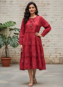 Bohemian Red Tiered Kurta