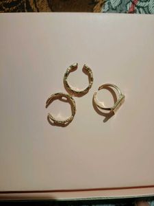 Set of 3 Gold Tone Statement Rings