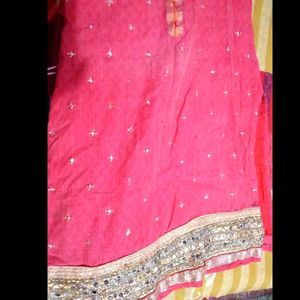 Pink Embellished Kurta