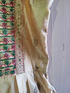 Beige Embroidered Kurta Set
