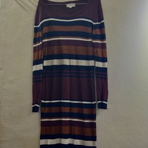 Cozy Striped Long Sleeve Knit Dress