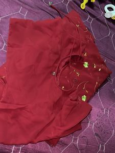 Maroon Embroidered Saree
