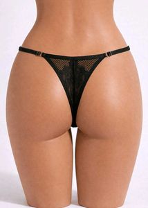 Women Black Mesh Thong Panty