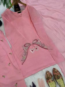 Pink Embroidered Kurta Set with Dupatta