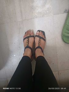 Stylish Wedge Sandals with Gold Chain Detail
