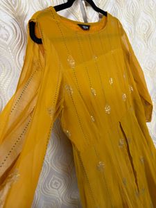 Mustard Yellow Printed Kurta