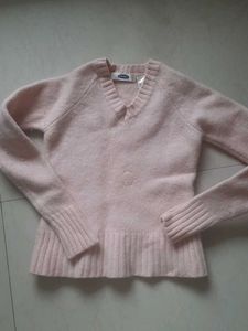 Pink Navy Sweater- 100% lambs wool