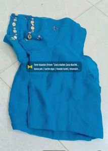 Blue Embroidered Blouse with beautiful saari