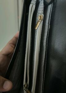 Elegant Black Wallet with Gemstone Accent