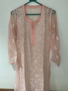Elegant Peach Chikankari Kurta