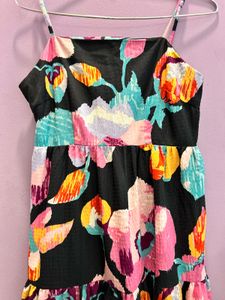 Black Floral Tiered Maxi Dress