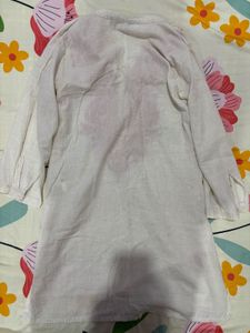 Embroidered Beige Kurta