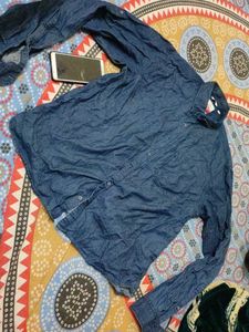 branded Denim Long Sleeve Shirt