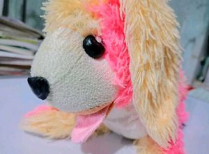 Cute Pink and Yellow Plush Dog Toy