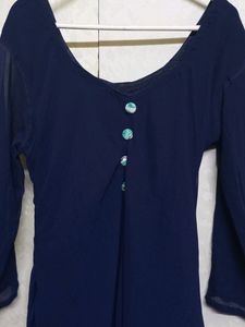 Navy Blue Frilled Gown